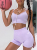 Ensemble deux pièces violet mélange de coton athlétique haut bretelles dété tenue de cou pour les femmes