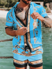 Ensemble hawa en assorti pour hommes tenue dété tropicale de plage 2 pièces chemises boutonnées et shorts