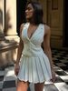 Ensemble Jupe Blanc"idien Décontracté Polyester Boutons Sexy