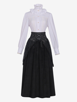 Ensemble Jupe Chemise À Volant En Dentelle Noire Rétro Vintage Déguisement Femme