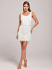 Ensemble jupe de couleur unie sans manches franges dos en V mini robes de fête danniversaire