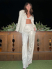 Ensemble pantalon argent élégant fête paillettes polyester