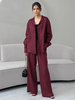 Ensemble pantalon bordeaux chic bureau carrière boutons mélange de coton
