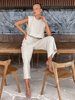 Ensemble pantalon en coton et lin sans manches à lacets ensemble décontracté dété 2 pièces