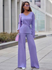 Ensemble Pantalon Noir"idien Acrylique À Lacets Décontracté