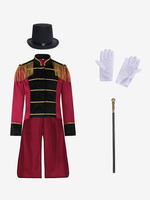 Ensemble rouge vintage élégant en polyester à manches longues costumes rétro pour homme