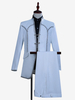 Ensemble rétro blanc vintage en polyester à volants et blocs de couleurs à manches longues pour homme