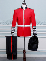 Ensemble rétro rouge pour hommes élégant manches longues costume machaon Performance vêtements de danse