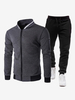 Ensemble Sport Veste À Zipper Pantalon Entraînement Confortable Homme