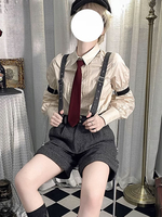 Ensemble Steampunk Lolita Salopette Pantalon Sans Manches Gris