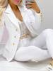 Ensemble Tailleur Pantalon Pour Femme Deux Pièces Femme Blazer à Col Revers avec Manches Longues Pantalons Longs Unicolore