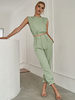 Ensemble Tailleur Pantalon Pour Femme Deux Pièces Femme Taille Haute avec Bretelles à Col Rond Pantalons Longs Unicolore