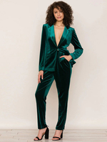 Ensemble Tailleur Pantalon Pour Femme Femme Blazer avec Manches Longues Pantalons Unicolore