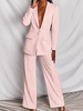 Ensemble Tailleur Pantalon Pour Femme Tailleurs Deux Pièces Blazer à Col Revers avec Manches Longues Coupe Cintrée Pantalons Longs Unicolore