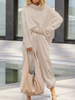 Ensemble Tailleur Pantalon Pour Femme Top et Pantalons Décontracté Top à Col Montant ample avec Manches Longues Pantalons Elastique à Lacets Unicolore