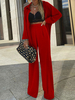 Ensemble Tailleur Pantalon Pour Femme Top et Pantalons Décontracté Top à Col Revers avec Manches Longues Pantalons Unicolore