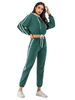 Ensemble Top et Pantalons Femmes Imprimé Les Rayures Bicolores Top à Capuche à Lacets avec Manches Longues Taille Haute Pantalons Droits en Cotons Ensemble Top et Pantalons Femmes
