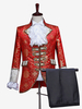 Ensemble vintage bordeaux boutons rétro volants jacquard manches longues polyester pardessus costumes rétro pour homme