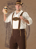 Ensemble Vintage marron café boutons rétro manches longues haut en Polyester Costumes rétro pour hommes