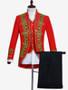 Ensemble vintage noir avec boutons appliqués rétro et motif cœurs manches longues manteau en polyester costumes rétro pour homme