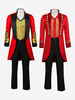 Ensemble Vintage Noir Avec Œillets Rouge Rétro Manches Longues Costumes Hommes Déguisement