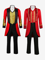 Ensemble Vintage Noir Avec Œillets Rouge Rétro Manches Longues Costumes Hommes Déguisement