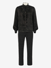 Ensemble Vintage noir manches longues pantalon en Fiber de Polyester Costumes rétro pour hommes