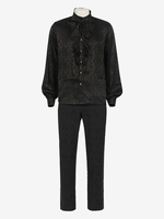 Ensemble Vintage noir manches longues pantalon en Fiber de Polyester Costumes rétro pour hommes