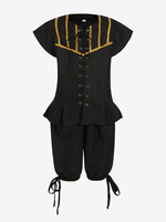 Ensemble vintage noir rétro polyester manches courtes costumes rétro pour homme