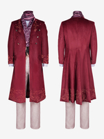 Ensemble vintage rouge rétro polyester manches longues costumes rétro pour homme
