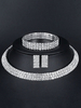 Ensembles de bijoux Argent Lobster Claw Fermoir Alliage Métal Strass Percé 3 Ensemble de Bijoux