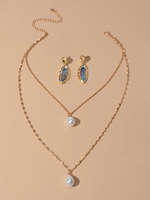 Ensembles de bijoux Collier et boucles doreilles à chaîne en couches