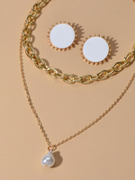 Ensembles de bijoux Collier et boucles doreilles en perles dimitation 2 pièces