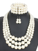 Ensembles de bijoux en alliage ABS blanc écru Imitation perle Ensemble de bijoux géométriques 3 pièces
