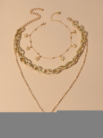 Ensembles de bijoux en or Collier à chaîne en couches 2 pièces avec bracelet