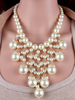 Ensembles de bijoux en plastique ABS blanc écru Imitation perle Ensemble de bijoux géométriques 2 pièces