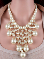 Ensembles de bijoux en plastique ABS blanc écru Imitation perle Ensemble de bijoux géométriques 2 pièces