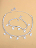 Ensembles de bijoux Ensemble de bijoux à motif de papillon en alliage de strass avec fermoir à griffes de homard blanc