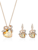 Ensembles de bijoux Jaune Lobster Claw Fermoir Alliage De Verre En Métal Strass Percé 2 Pièce Coeurs Motif Ensemble