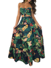 Ensembles de deux pièces en polyester vert sans bretelles imprimé floral à lacets haut sexy avec jupe longue