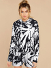 Ensembles de deux pièces pour femmes en mélange de coton noir à capuche Tie Dye cordon de serrage à manches longues tenue décontractée