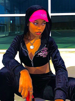 Ensembles de deux pièces Rose Rouge Polyester Lettres à capuche Imprimer Cordon de serrage Pantalon décontracté plissé Tenue à manches longues pour les femmes