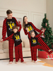 Ensembles de pyjamas assortis pour la famille à carreaux manches longues élan rouge noir festival Noël