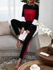 Ensembles de vêtements de détente pour femmes T-shirt à manches longues à col rond rouge avec pantalon