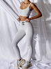 Ensembles de vêtements de sport avec Bretelles Moulantes Femmes à Col Rond avec Dos Nu Pantalons Longs Elastique à Lacets Unicolore