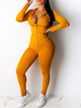 Ensembles de vêtements de sport pour femmes Tenue de sport à capuche à manches longues en polyester athlétique jaune
