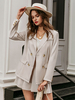Ensembles Deux Pièces Blazer et Robe à Col Revers avec Manches Longues avec Boutonnages avec Poches Robe Patineuse à Col Rond Coupe Cintrée Bas Evasée Unicolore