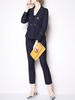 Ensembles Deux Pièces Blazer Femme à Col Revers avec Manches Longues Pantalons Unicolore