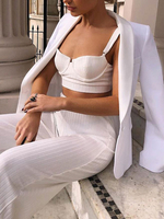Ensembles deux pièces en coton blanc polyester sangles cou tenue décontractée pour les femmes