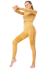 Ensembles deux pièces en nylon rose découpé rayures athlétique automne manches longues bijou cou femmes tenue